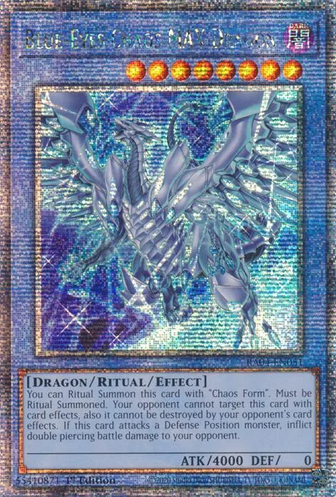 Blue-Eyes Chaos MAX Dragon New Art Quarter Century Secret Rare RA04-EN051 Yu-Gi-Oh card from Quarter Century Stampede