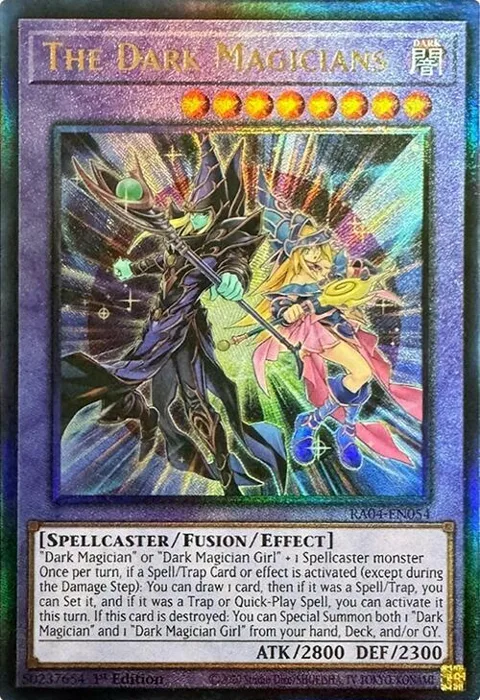 The Dark Magicians Prismatic Ultimate Rare RA04-EN054 Yu-Gi-Oh card from Quarter Century Stampede