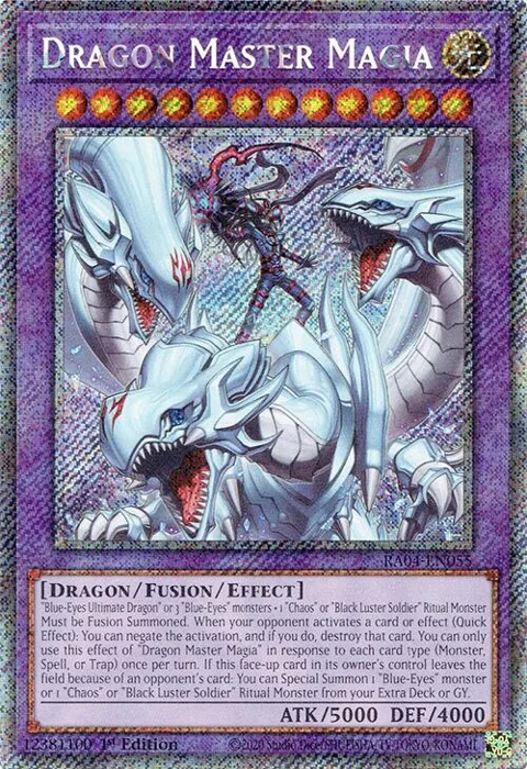 Dragon Master Magia Platinum Secret Rare RA04-EN055 Yu-Gi-Oh card from Quarter Century Stampede