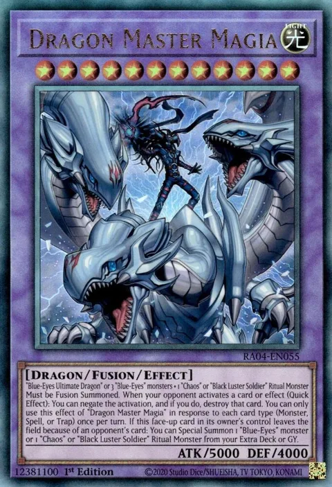 Dragon Master Magia Prismatic Ultimate Rare RA04-EN055 Yu-Gi-Oh card from Quarter Century Stampede
