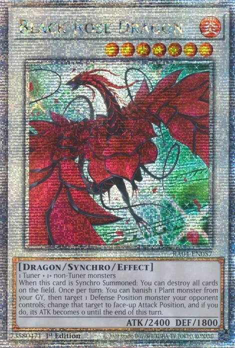 Black Rose Dragon Alt Art Quarter Century Secret Rare RA04-EN057 Yu-Gi-Oh card from Quarter Century Stampede