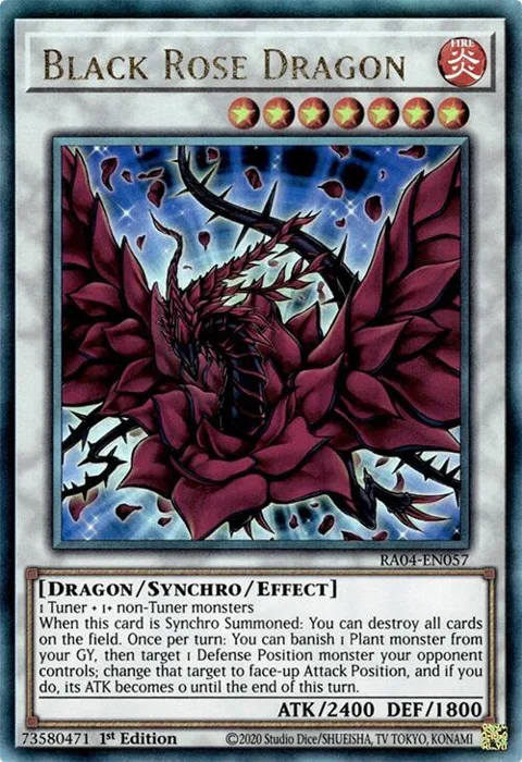 Black Rose Dragon Prismatic Ultimate Rare RA04-EN057 Yu-Gi-Oh card from Quarter Century Stampede