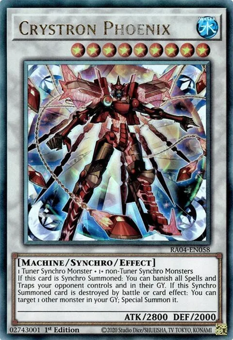 Crystron Phoenix Prismatic Ultimate Rare RA04-EN058 Yu-Gi-Oh card from Quarter Century Stampede
