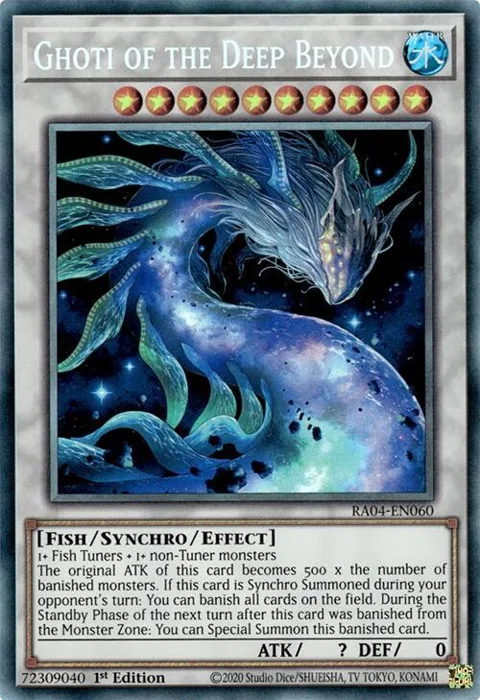 Ghoti of the Deep Beyond Prismatic Collector's Rare RA04-EN060 Yu-Gi-Oh card from Quarter Century Stampede