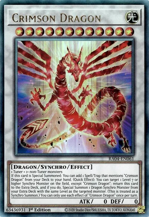 Crimson Dragon Prismatic Ultimate Rare RA04-EN061 Yu-Gi-Oh card from Quarter Century Stampede