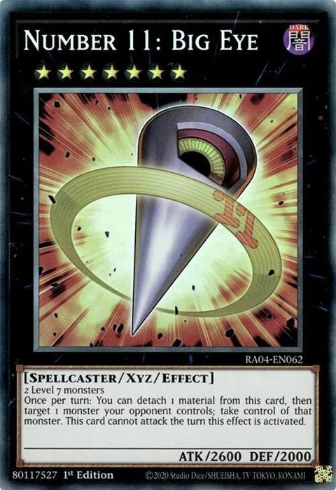 Number 11: Big Eye Prismatic Collector's Rare RA04-EN062 Yu-Gi-Oh card from Quarter Century Stampede