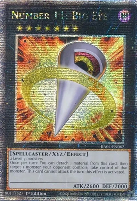 Number 11: Big Eye Quarter Century Secret Rare RA04-EN062 Yu-Gi-Oh card from Quarter Century Stampede