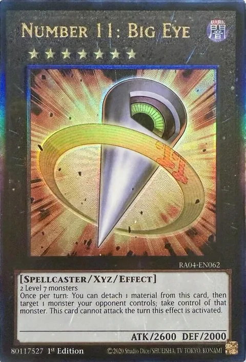 Number 11: Big Eye Prismatic Ultimate Rare RA04-EN062 Yu-Gi-Oh card from Quarter Century Stampede