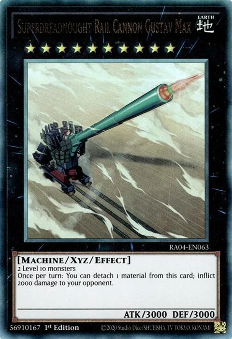 Superdreadnought Rail Cannon Gustav Max Prismatic Ultimate Rare RA04-EN063 Yu-Gi-Oh card from Quarter Century Stampede