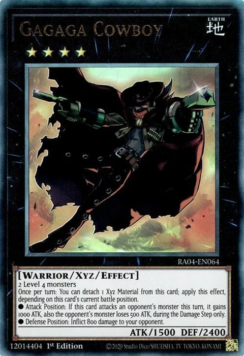 Gagaga Cowboy Prismatic Ultimate Rare RA04-EN064 Yu-Gi-Oh card from Quarter Century Stampede