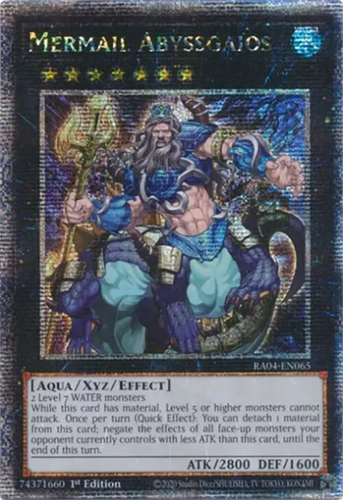 Mermail Abyssgaios Quarter Century Secret Rare RA04-EN065 Yu-Gi-Oh card from Quarter Century Stampede