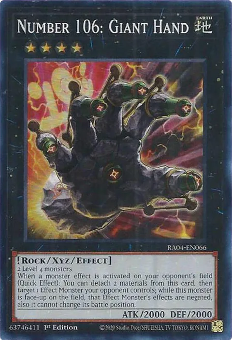 Number 106: Giant Hand RA04-EN066 Yu-Gi-Oh card from Quarter Century Stampede