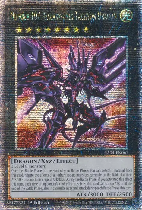 Number 107: Galaxy-Eyes Tachyon Dragon Quarter Century Secret Rare RA04-EN067 Yu-Gi-Oh card from Quarter Century Stampede