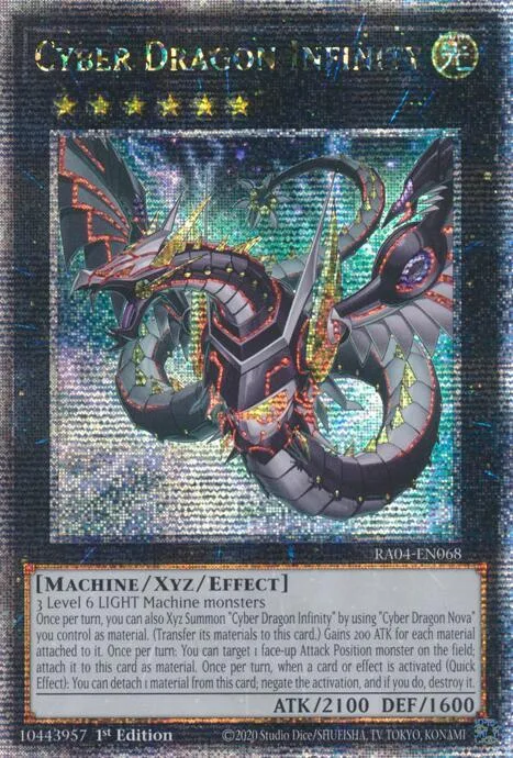 Cyber Dragon Infinity Alt Art Quarter Century Secret Rare RA04-EN068 Yu-Gi-Oh card from Quarter Century Stampede