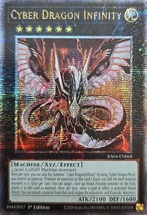 Cyber Dragon Infinity Quarter Century Secret Rare RA04-EN068 Yu-Gi-Oh card from Quarter Century Stampede