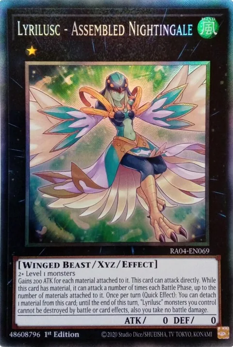 Lyrilusc - Assembled Nightingale Prismatic Collector's Rare RA04-EN069 Yu-Gi-Oh card from Quarter Century Stampede