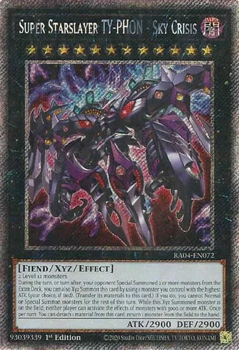 Super Starslayer TY-PHON - Sky Crisis Platinum Secret Rare RA04-EN072 Yu-Gi-Oh card from Quarter Century Stampede