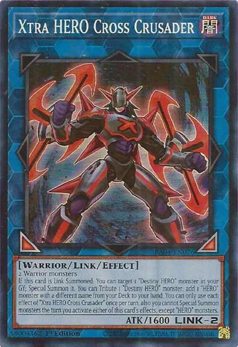 Xtra HERO Cross Crusader RA04-EN076 Yu-Gi-Oh card from Quarter Century Stampede