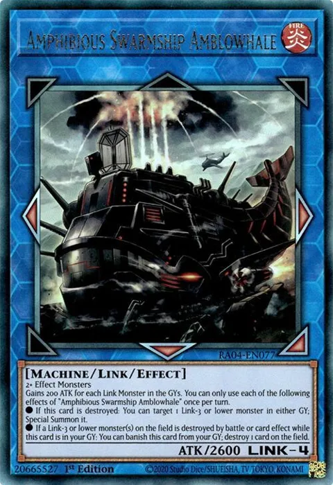 Amphibious Swarmship Amblowhale Prismatic Ultimate Rare RA04-EN077 Yu-Gi-Oh card from Quarter Century Stampede