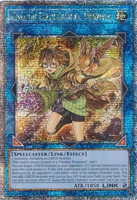 Aussa the Earth Charmer, Immovable Quarter Century Secret Rare RA04-EN078 Yu-Gi-Oh card from Quarter Century Stampede