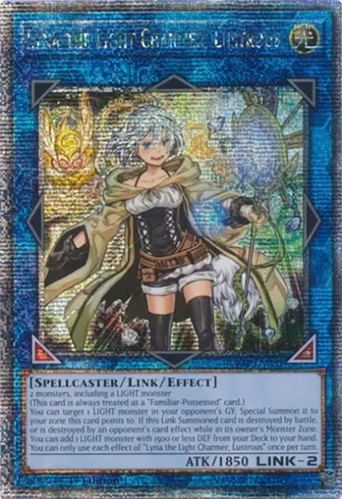 Lyna the Light Charmer, Lustrous Quarter Century Secret Rare RA04-EN081 Yu-Gi-Oh card from Quarter Century Stampede