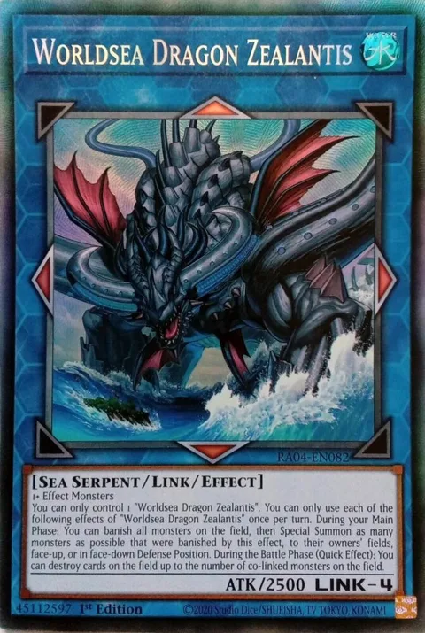 Worldsea Dragon Zealantis Prismatic Collector's Rare RA04-EN082 Yu-Gi-Oh card from Quarter Century Stampede