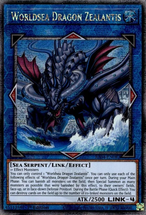 Worldsea Dragon Zealantis Quarter Century Secret Rare RA04-EN082 Yu-Gi-Oh card from Quarter Century Stampede