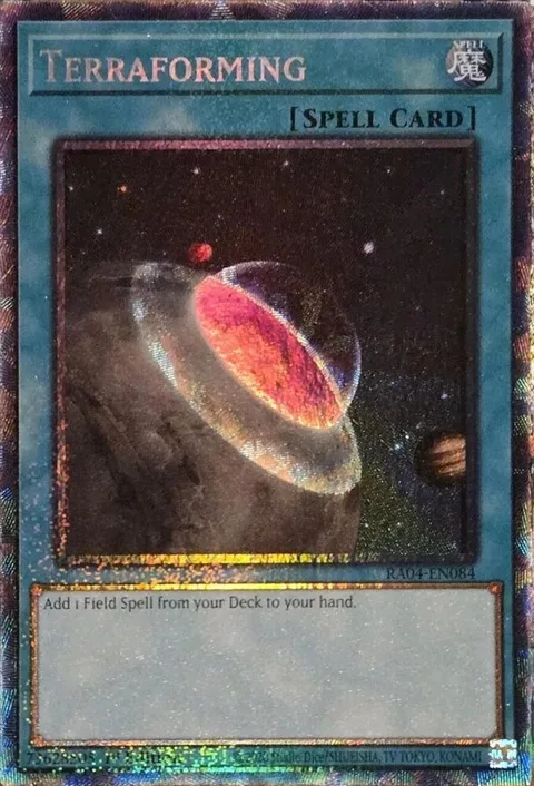 Terraforming Prismatic Collector's Rare RA04-EN084 Yu-Gi-Oh card from Quarter Century Stampede