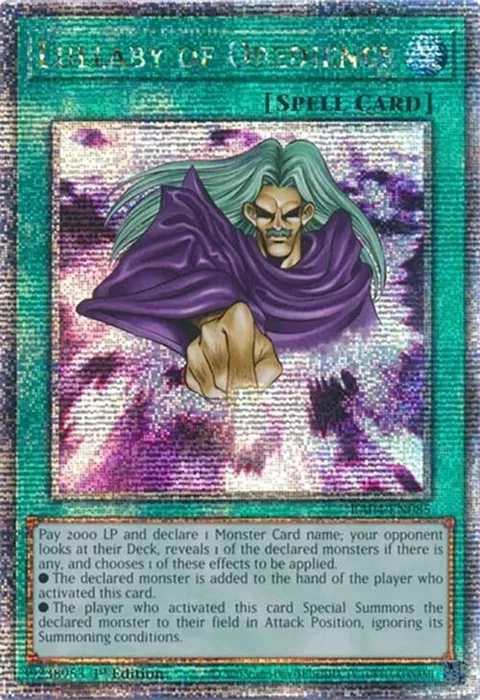 Lullaby of Obedience Quarter Century Secret Rare RA04-EN085 Yu-Gi-Oh card from Quarter Century Stampede