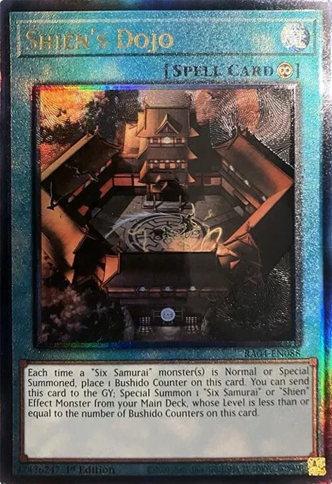 Shien's Dojo Prismatic Ultimate Rare RA04-EN088 Yu-Gi-Oh card from Quarter Century Stampede