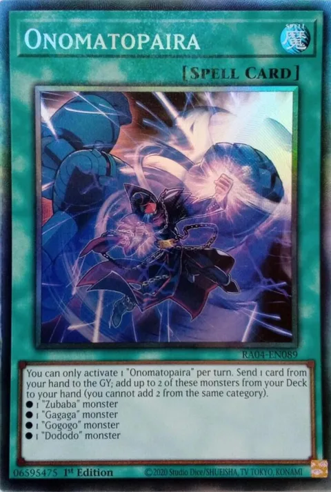 Onomatopaira Prismatic Collector's Rare RA04-EN089 Yu-Gi-Oh card from Quarter Century Stampede