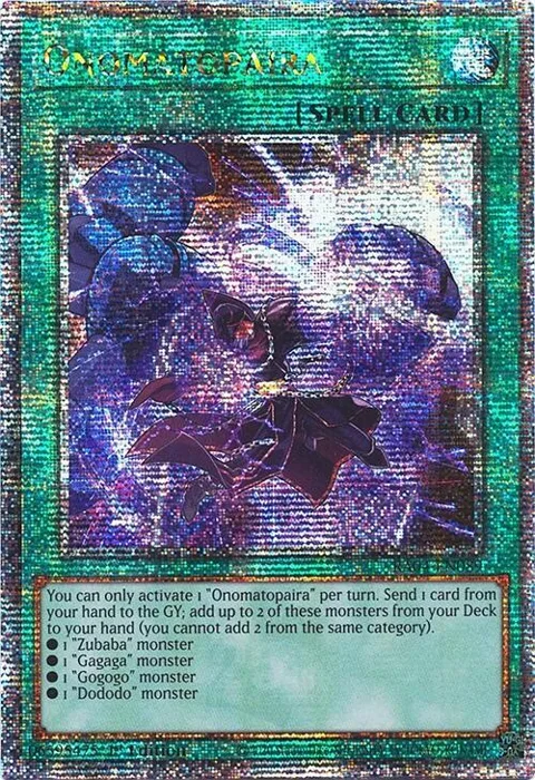 Onomatopaira Quarter Century Secret Rare RA04-EN089 Yu-Gi-Oh card from Quarter Century Stampede