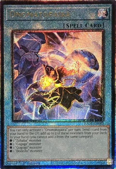 Onomatopaira Prismatic Ultimate Rare RA04-EN089 Yu-Gi-Oh card from Quarter Century Stampede