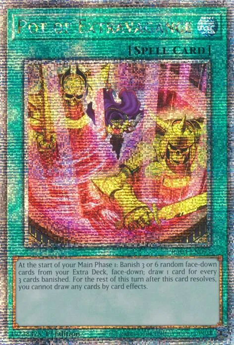 Pot of Extravagance New Art Quarter Century Secret Rare RA04-EN093 Yu-Gi-Oh card from Quarter Century Stampede