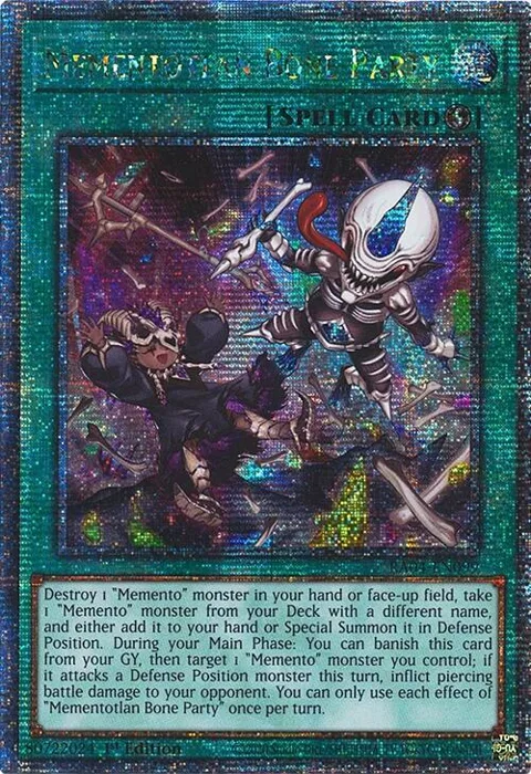 Mementotlan Bone Party Quarter Century Secret Rare RA04-EN099 Yu-Gi-Oh card from Quarter Century Stampede