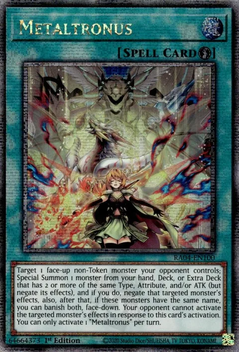 Metaltronus Quarter Century Secret Rare RA04-EN100 Yu-Gi-Oh card from Quarter Century Stampede