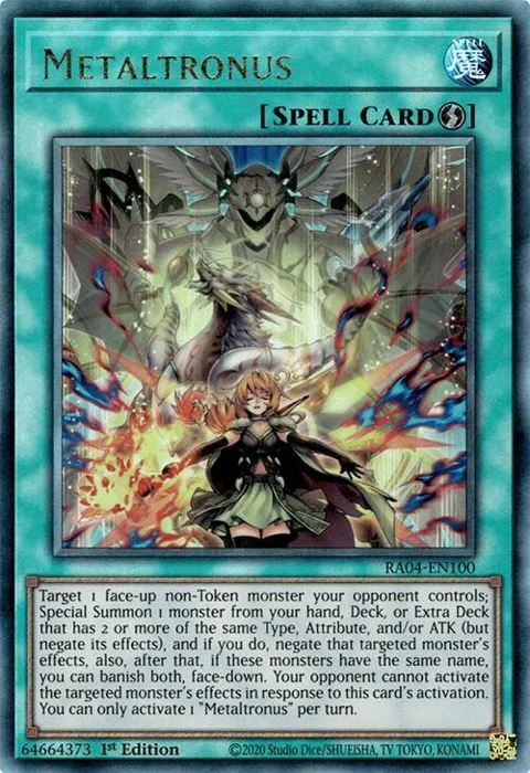 Metaltronus Prismatic Ultimate Rare RA04-EN100 Yu-Gi-Oh card from Quarter Century Stampede