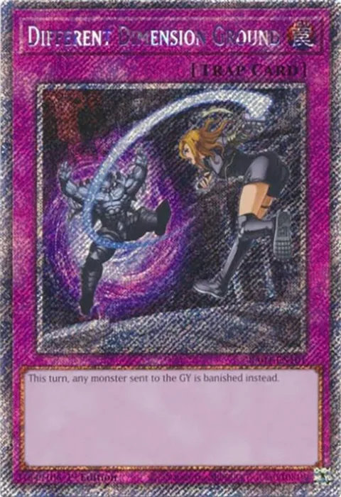 Different Dimension Ground Platinum Secret Rare RA04-EN101 Yu-Gi-Oh card from Quarter Century Stampede