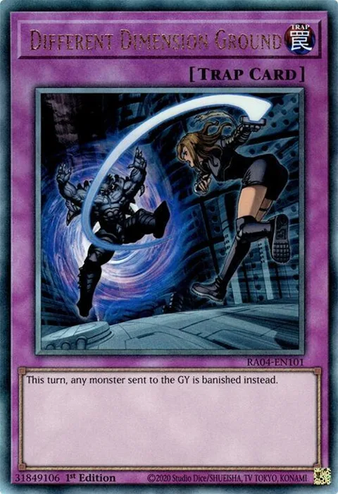Different Dimension Ground Prismatic Ultimate Rare RA04-EN101 Yu-Gi-Oh card from Quarter Century Stampede