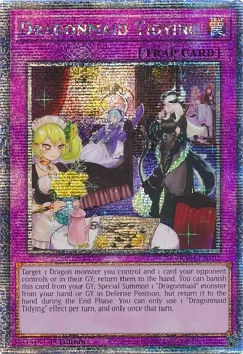 Dragonmaid Tidying Quarter Century Secret Rare RA04-EN102 Yu-Gi-Oh card from Quarter Century Stampede