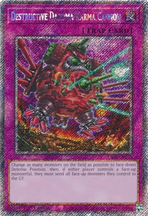 Destructive Daruma Karma Cannon Platinum Secret Rare RA04-EN103 Yu-Gi-Oh card from Quarter Century Stampede