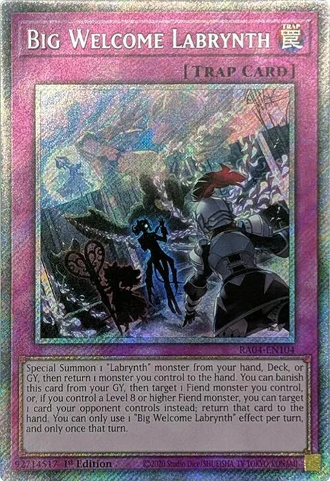 Big Welcome Labrynth Platinum Secret Rare RA04-EN104 Yu-Gi-Oh card from Quarter Century Stampede