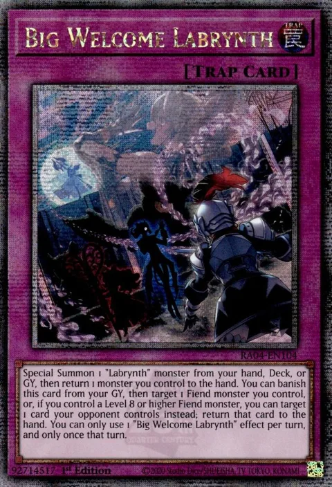 Big Welcome Labrynth Quarter Century Secret Rare RA04-EN104 Yu-Gi-Oh card from Quarter Century Stampede