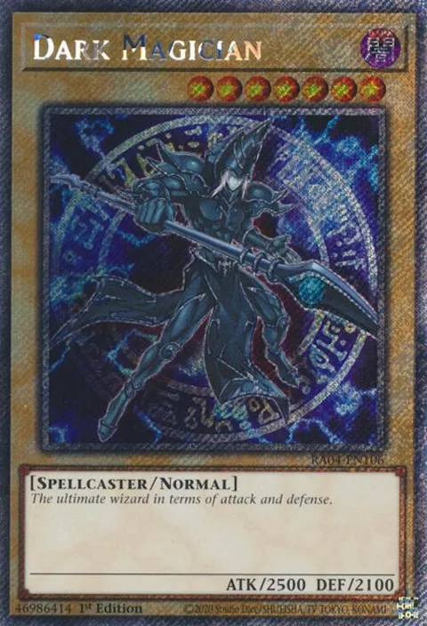 Dark Magician 7th Art Platinum Secret Rare RA04-EN106 Yu-Gi-Oh card from Quarter Century Stampede