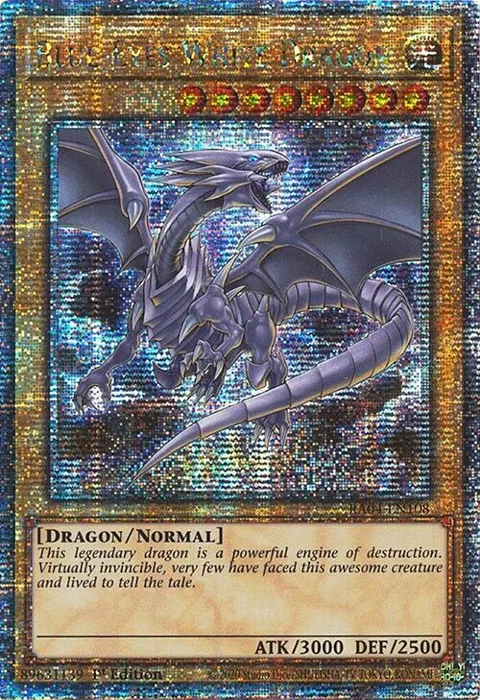 Blue-Eyes White Dragon 8th Art Quarter Century Secret Rare RA04-EN108 Yu-Gi-Oh card from Quarter Century Stampede