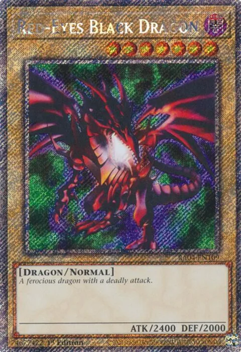 Red-Eyes Black Dragon 4th Art Platinum Secret Rare RA04-EN109 Yu-Gi-Oh card from Quarter Century Stampede