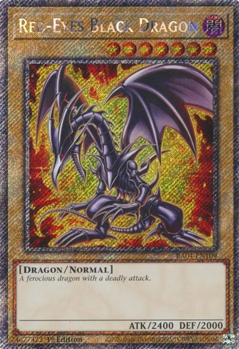 Red-Eyes Black Dragon 7th Art Platinum Secret Rare RA04-EN109 Yu-Gi-Oh card from Quarter Century Stampede