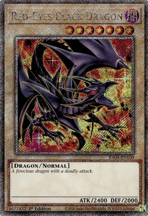 Red-Eyes Black Dragon 8th Art Platinum Secret Rare RA04-EN109 Yu-Gi-Oh card from Quarter Century Stampede