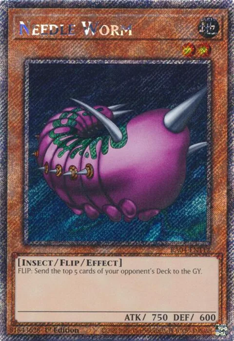 Needle Worm Platinum Secret Rare RA04-EN112 Yu-Gi-Oh card from Quarter Century Stampede