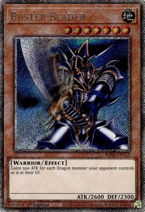Buster Blader Platinum Secret Rare RA04-EN115 Yu-Gi-Oh card from Quarter Century Stampede